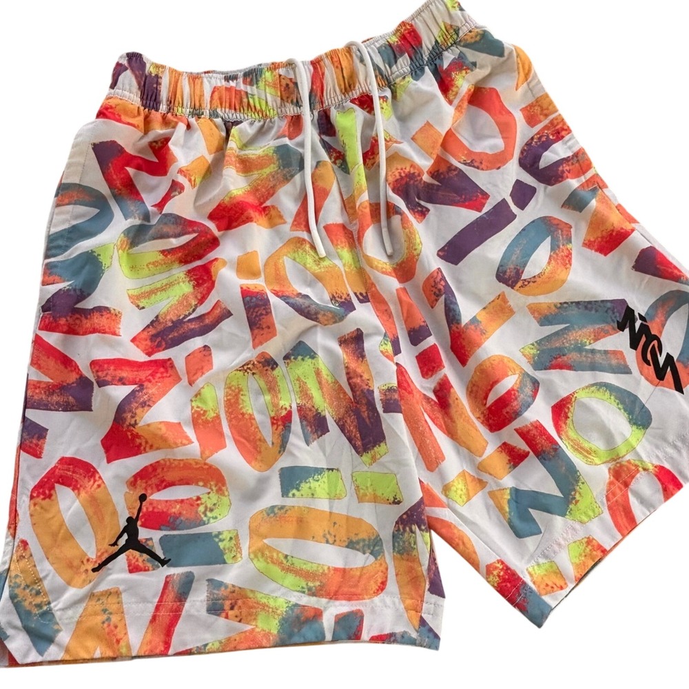 Jordan Zion Shorts Mens Medium Multicolor All Over Print DH0590-100 Streetwear